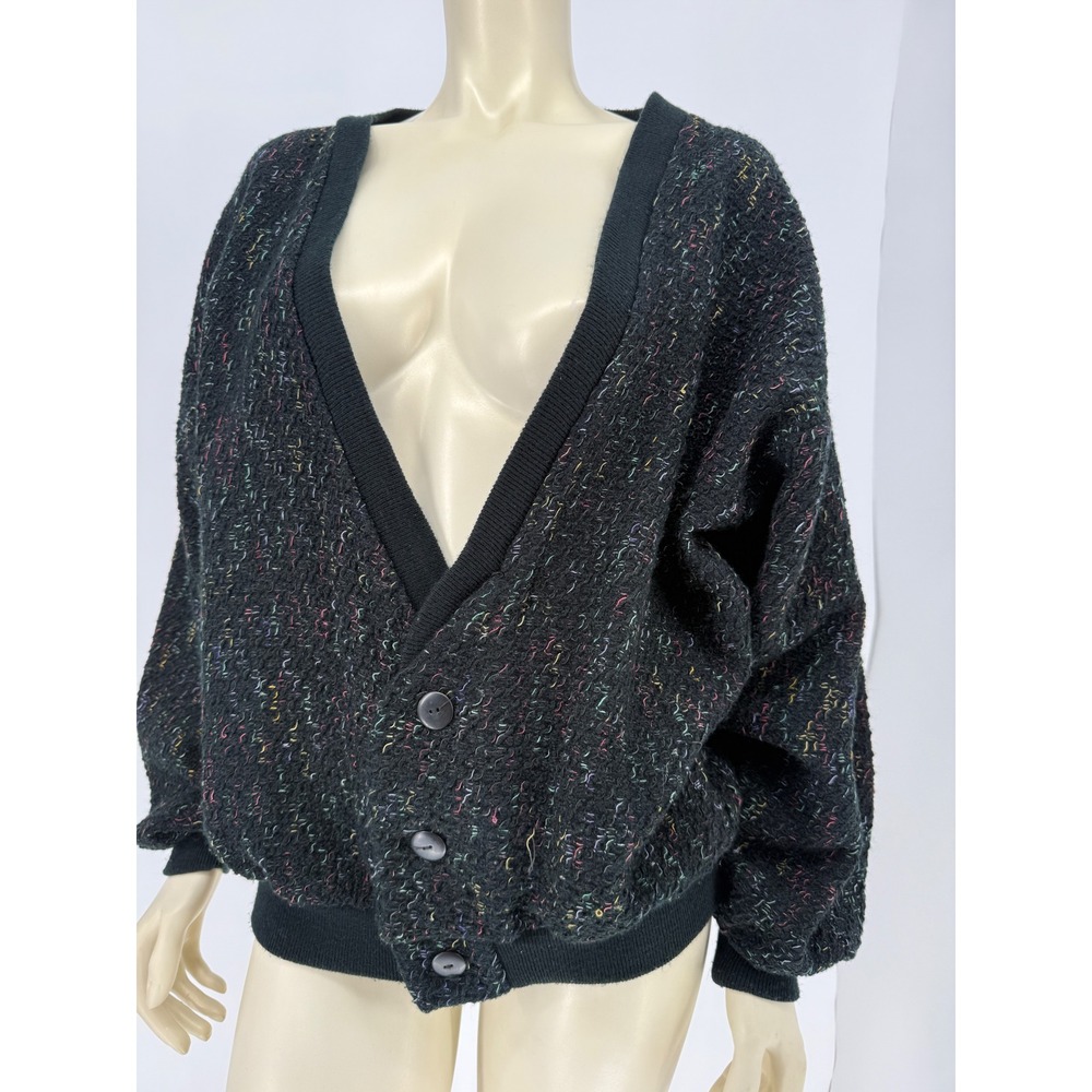 Vintage 80s Nino Foriero by Randy River Confetti Popcorn Cardigan M - Picture 5 of 12